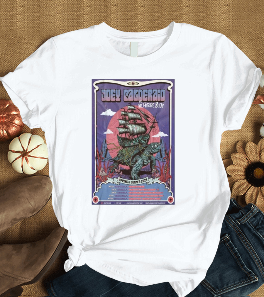 Joey Calderaio And The Future Buds Spring & Summer 2025 Tour Turtle Ship Fantasy Artwork T-Shirt
