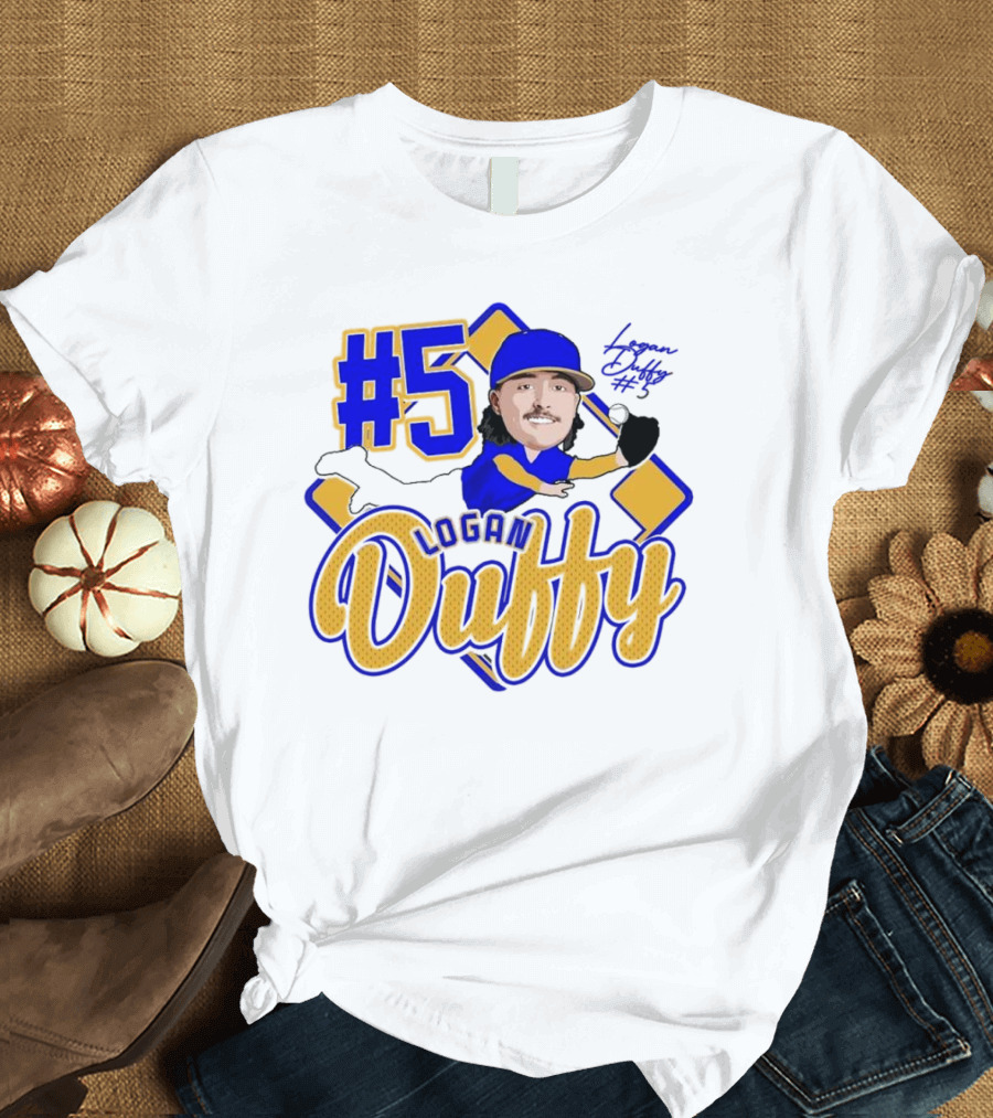 Logan Duffy #5 Baseball Player Illustration 2025 T-Shirt