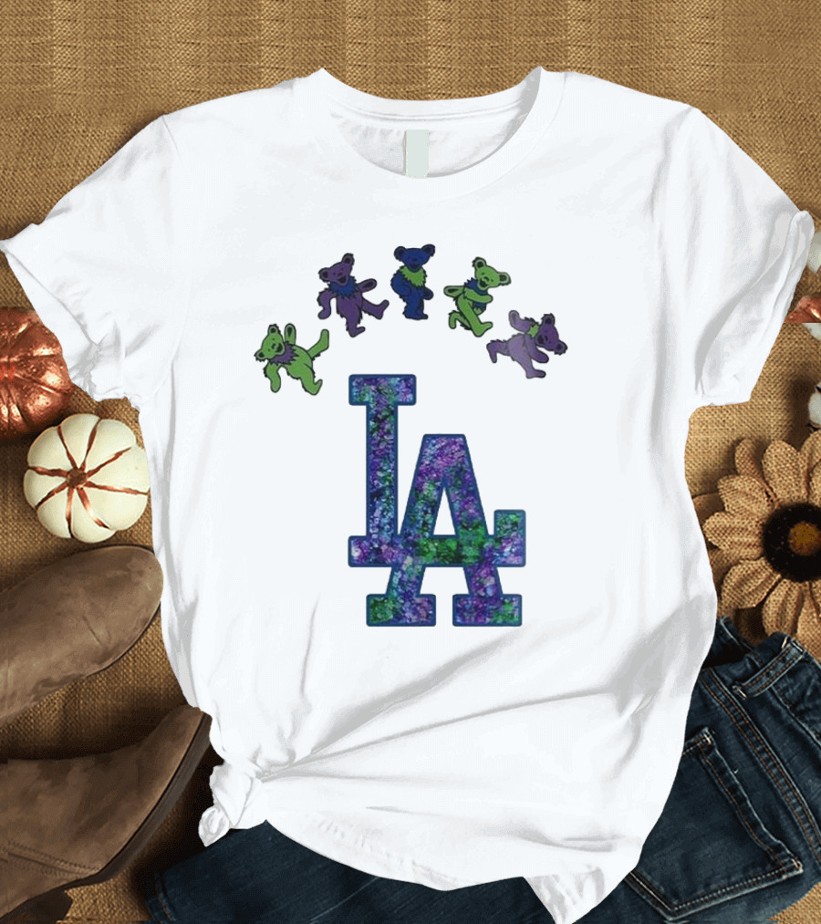 Los Angeles Dodgers Grateful Dead Night 2025 LA Logo Dancing Bears T-Shirt