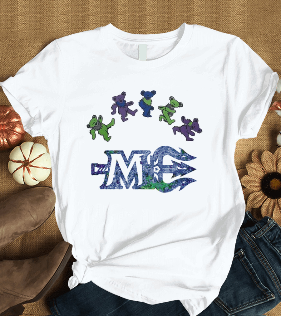 Maine Mariners Grateful Dead Night 2025 Dancing Bears Emblem T-Shirt