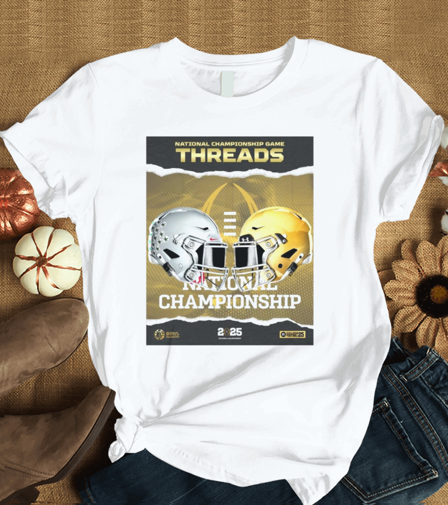 National Championship Game Threads Ohio State Buckeyes Vs Notre Dame Fighting Irish 2025 Bowl Season Helmet T-Shirt