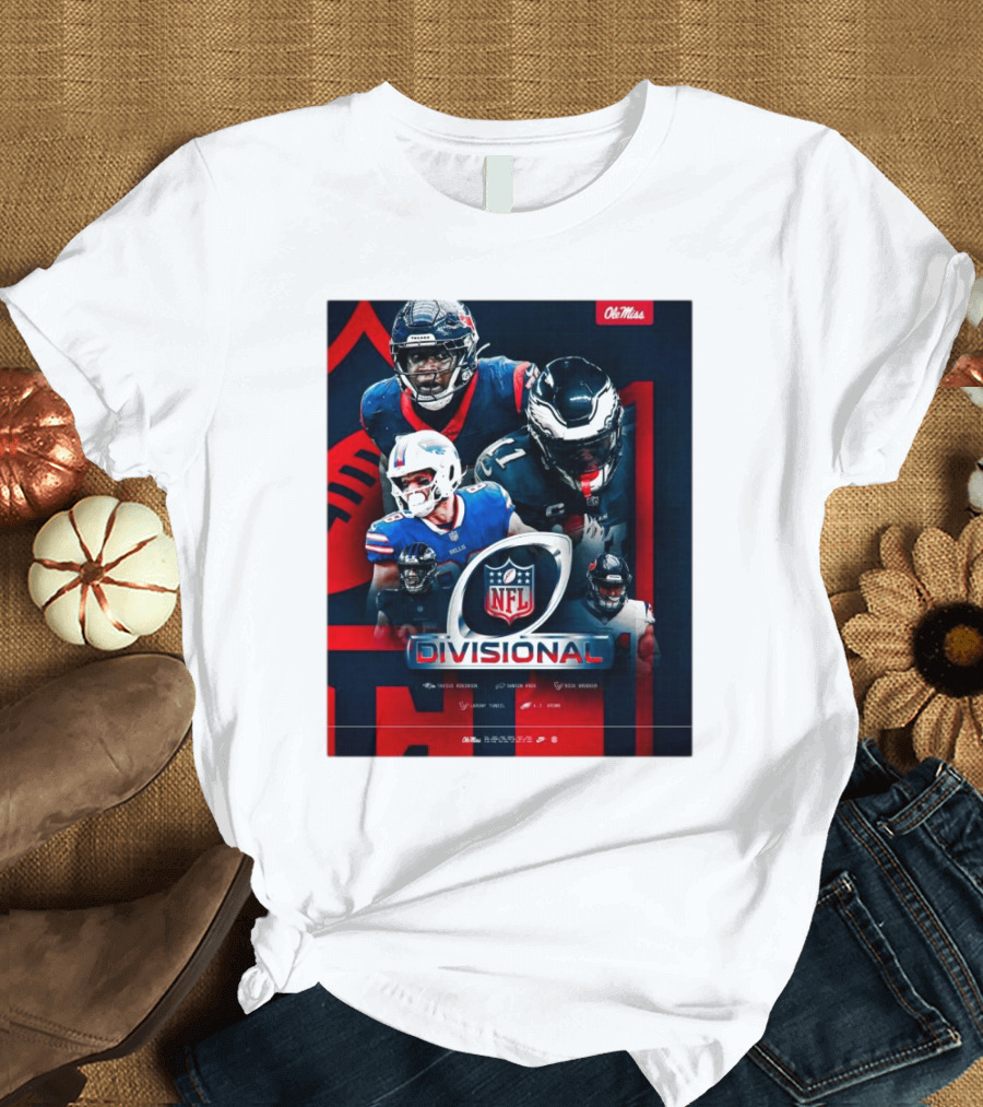 Ole Miss Football NFL Divisional Round Tavius Robinson Dawson Knox Nick Broeker Laremy Tunsil T-Shirt