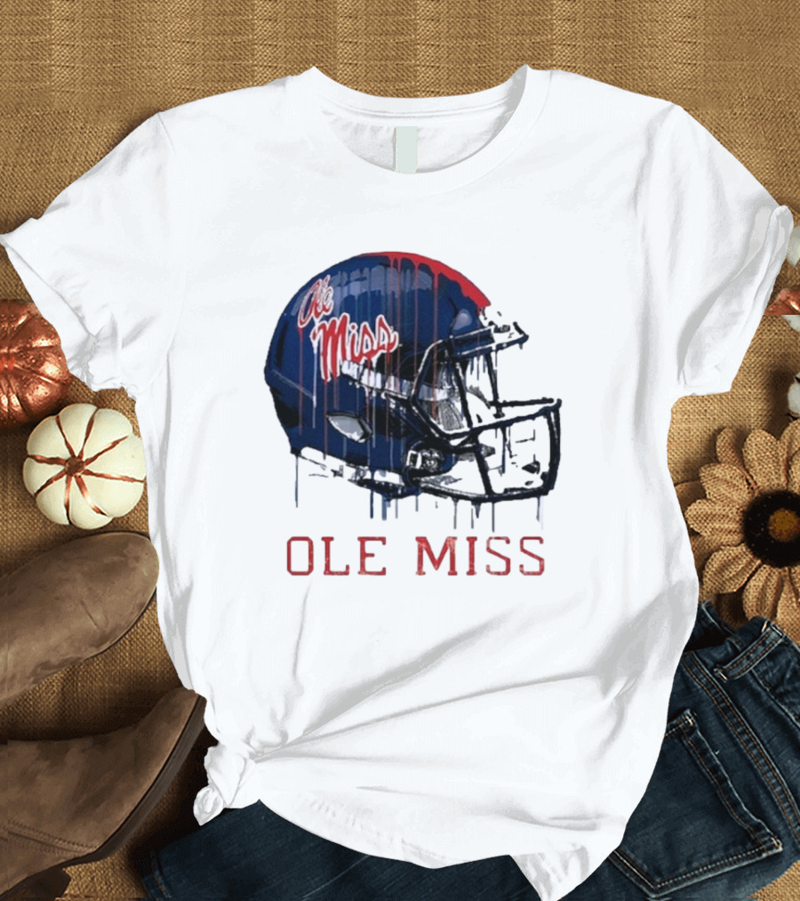 Ole Miss Dripping Football Helmet T-Shirt
