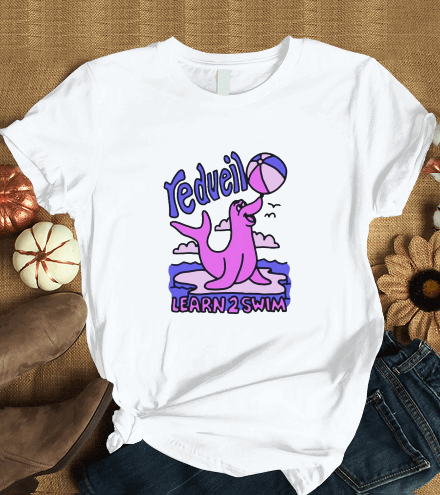 redveil Learn 2 Swim Tour Spring Beachball Seal Design T-Shirt