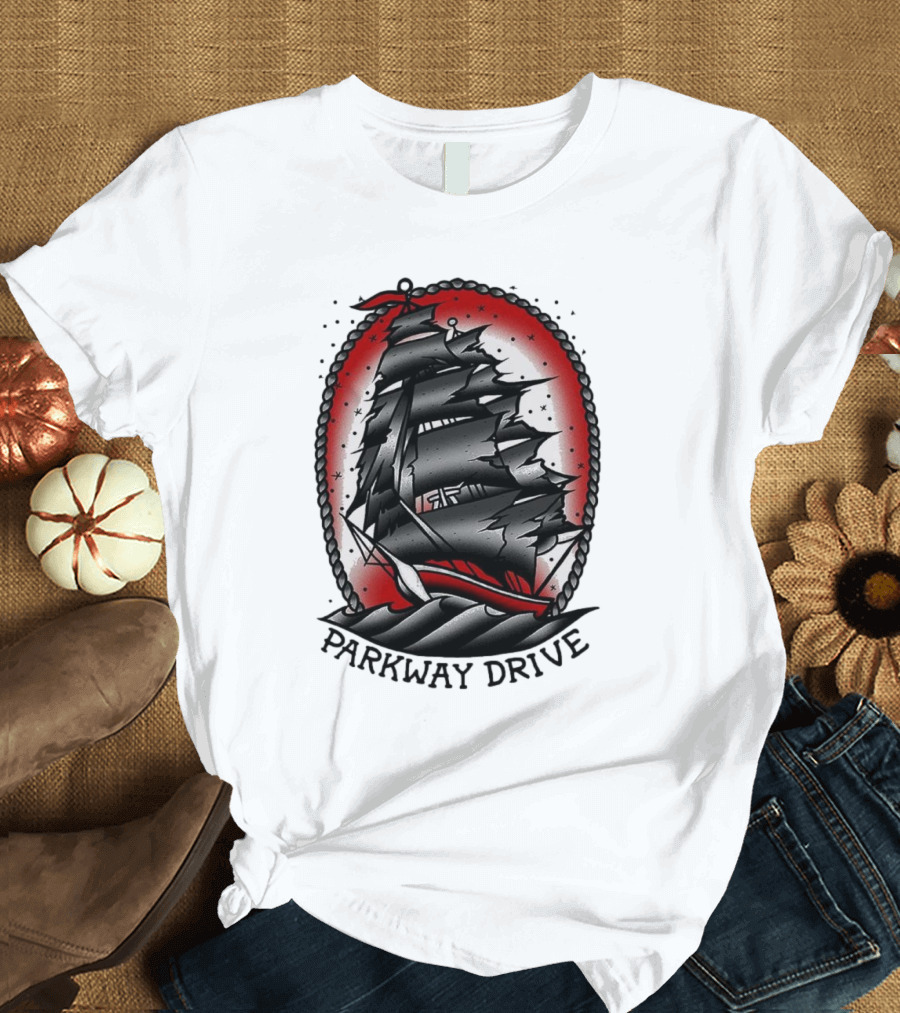 Parkway Drive Home Is For The Heartless Ship Ocean Tattoo Art Style T-Shirt