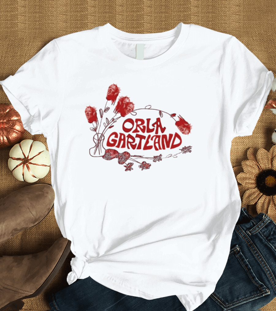 Orla Gartland Red Flower Faces and Text T-Shirt