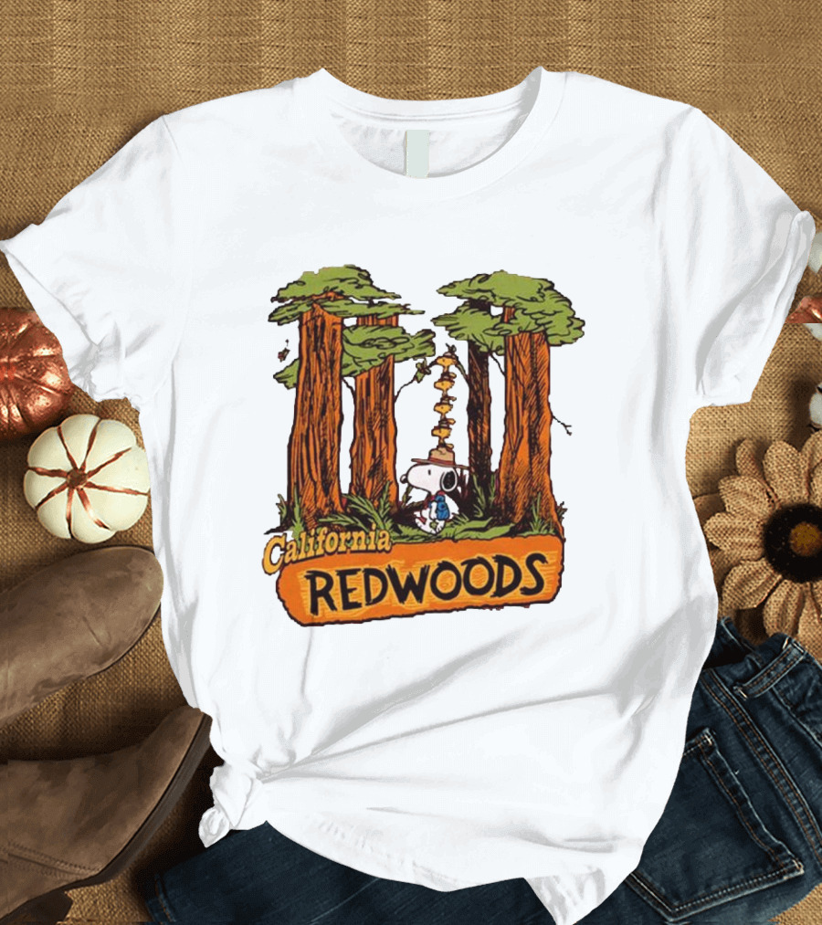 California Redwoods Snoopy Peanuts Camping Adventure T-Shirt