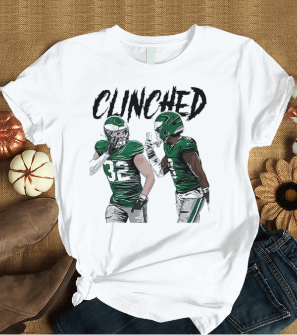 T-Shirt: Philadelphia Eagles Clinched Reed Blankenship CJ Gardner-Johnson Football Players Illustration T-Shirt Philadelphia Eagles Clinched Reed Blankenship CJ Gardner-Johnson Football Players Illustration T-Shirt