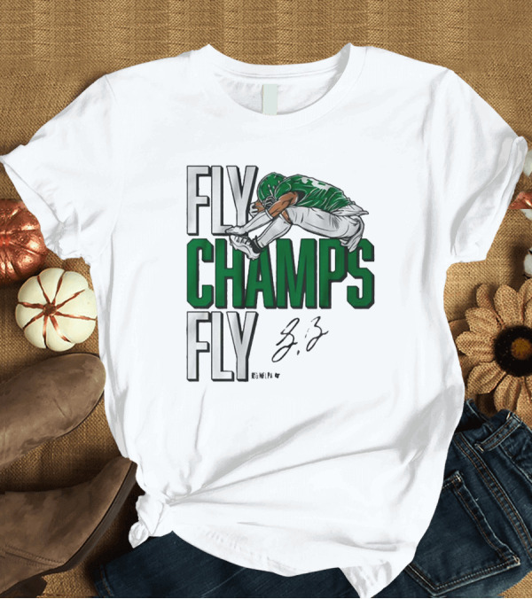 T-Shirt: Philadelphia Eagles Saquon Barkley Fly Champs Fly Super Bowl LIX Signature T-Shirt Philadelphia Eagles Saquon Barkley Fly Champs Fly Super Bowl LIX Signature T-Shirt