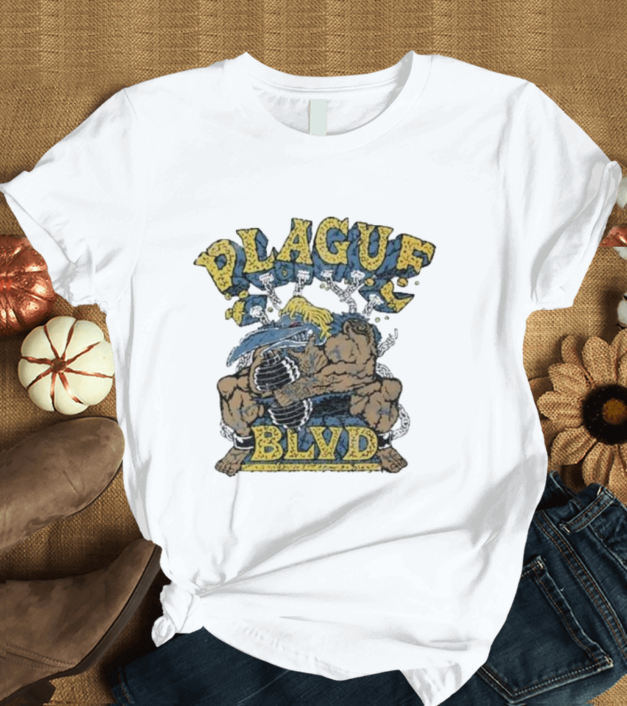 Plague Blvd Gym Boss Bodybuilder with Dumbbells T-Shirt