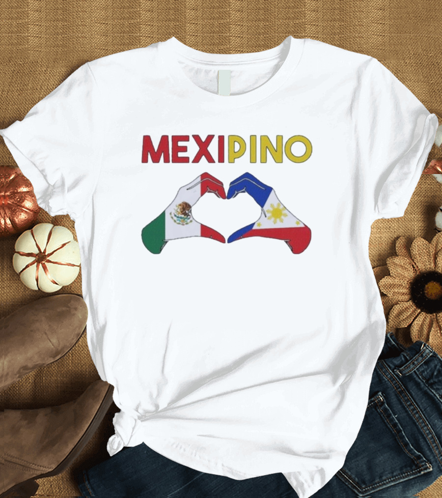 Mexipino Philippines Mexico Hands Heart Flag T-Shirt