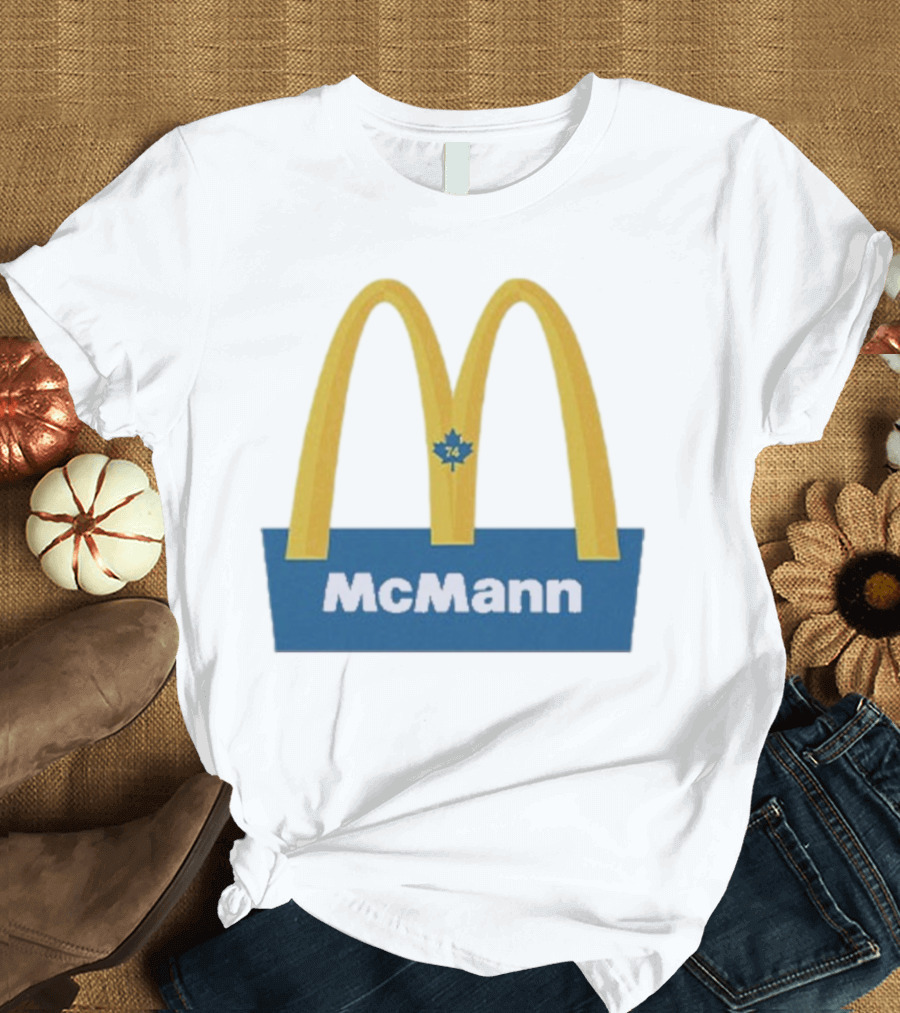 McMann 74 Maple Leaf Blue and Yellow Arches T-Shirt