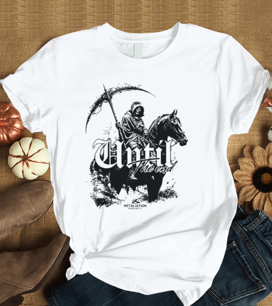 Retaliation Project Until The End Eternal Distressed Skull Design T-Shirt