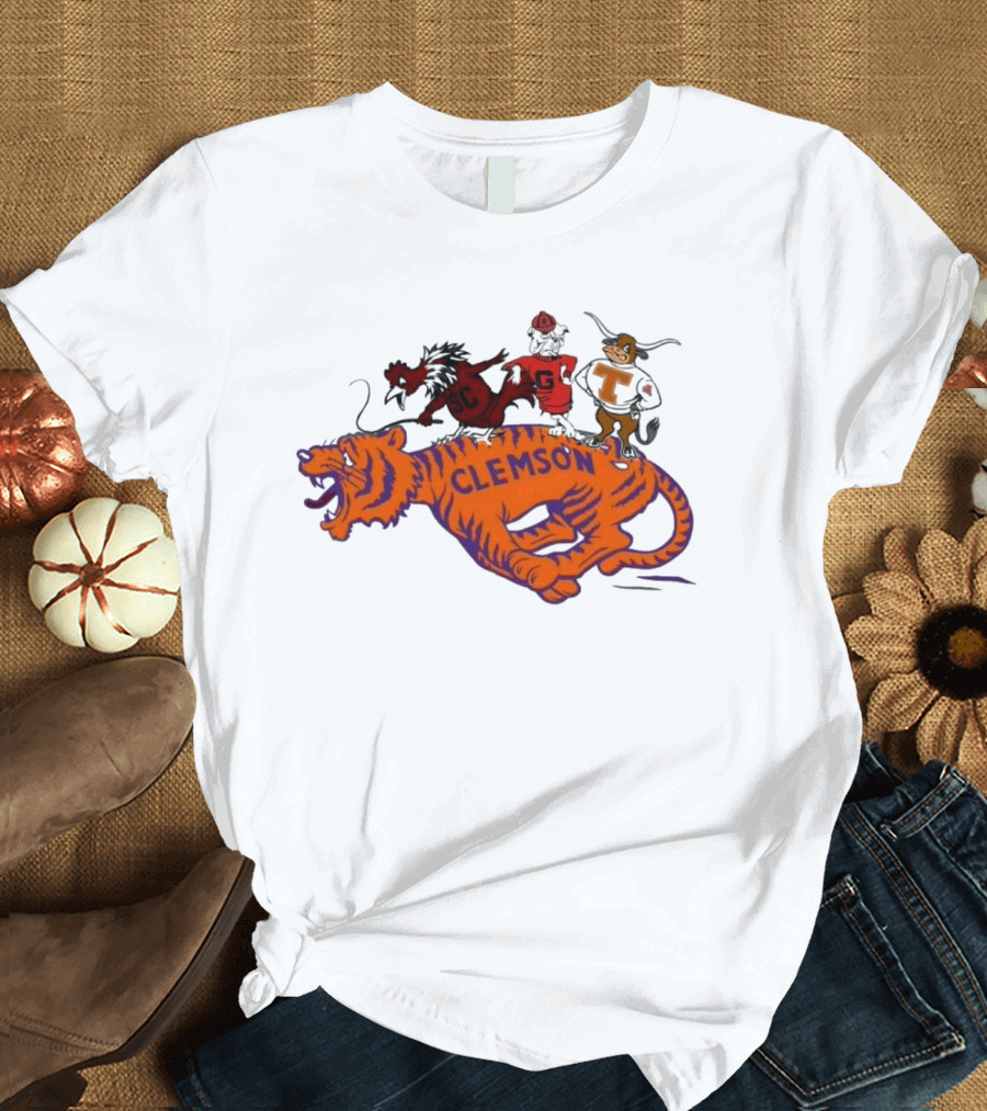 SEC Clemson Tigers South Carolina Gamecocks Georgia Bulldogs Tennessee Vols Mascot T-Shirt