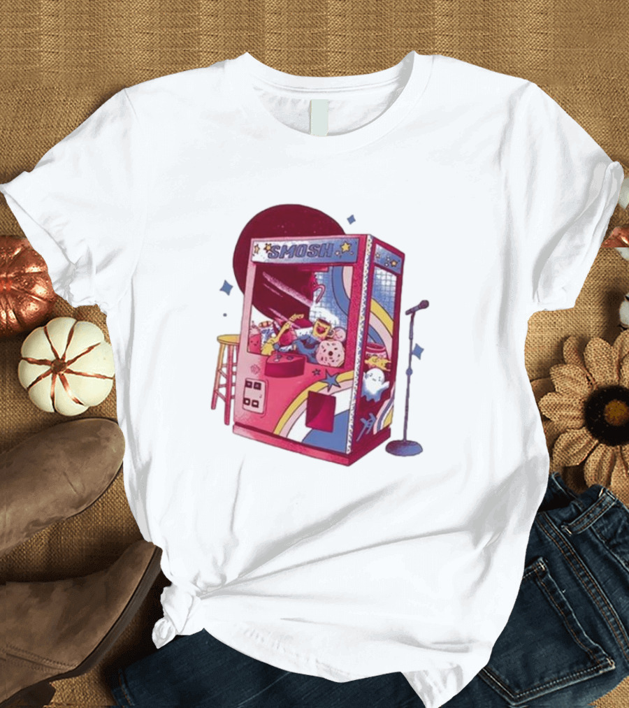 Smosh Pit Claw Machine Arcade Theme with Colorful Characters and Microphone T-Shirt
