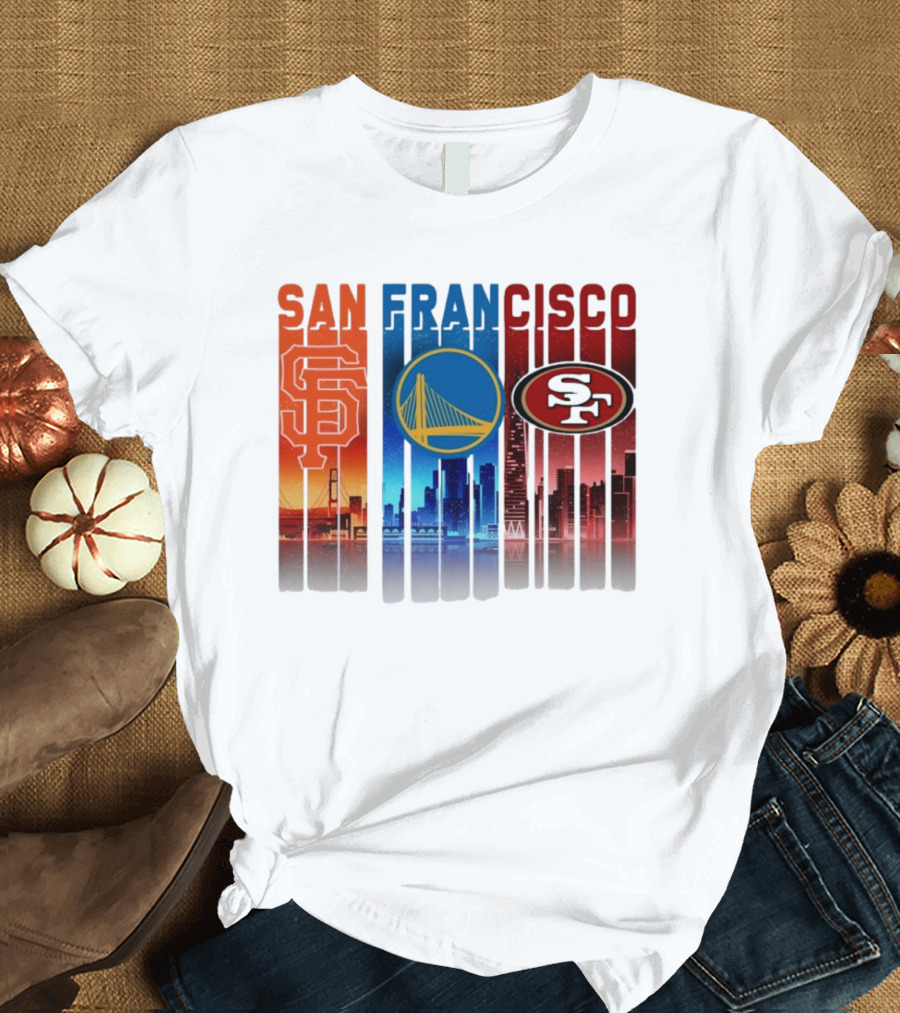 San Francisco Giants Warriors 49ers Cityscape Skyline T-Shirt