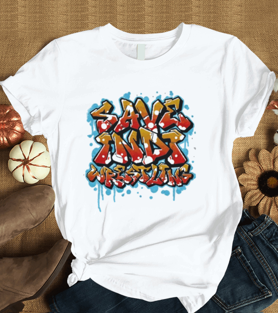 Save Indi Wrestling Graffiti Style Bold Text T-Shirt