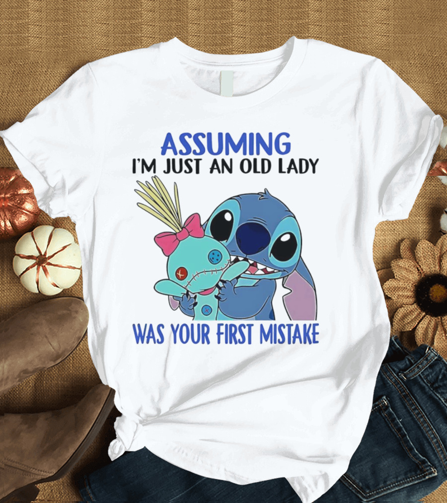 Assuming I'm Just an Old Lady Was Your First Mistake Stitch Holding Voodoo Doll T-Shirt