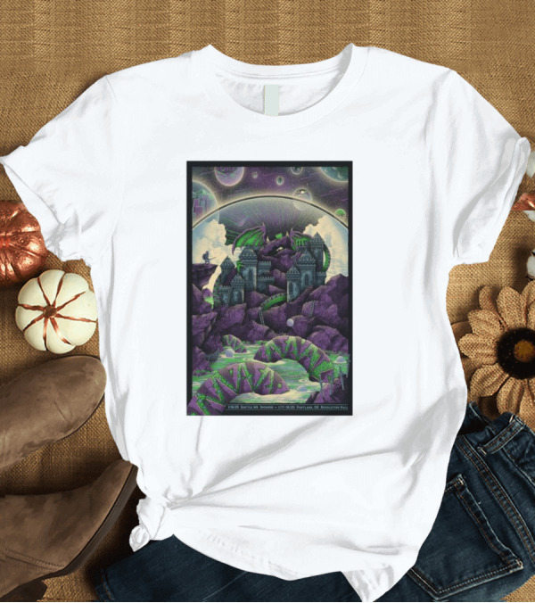 T-Shirt: The Disco Biscuits 2025 Shows Seattle WA Portland OR Dragon Castle Theme T-Shirt The Disco Biscuits 2025 Shows Seattle WA Portland OR Dragon Castle Theme T-Shirt