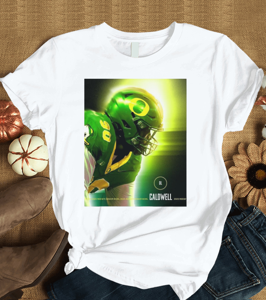 2025 Reese's Senior Bowl Oregon Ducks Caldwell Football T-Shirt