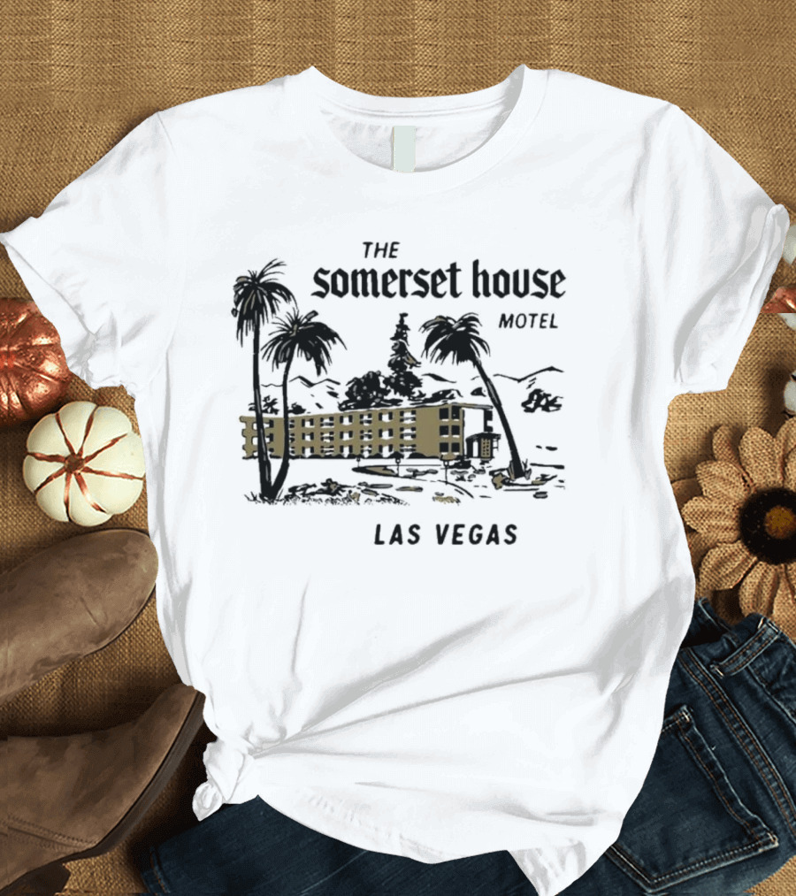 The Somerset House Motel Vintage Las Vegas Retro Style Building Outline T-Shirt