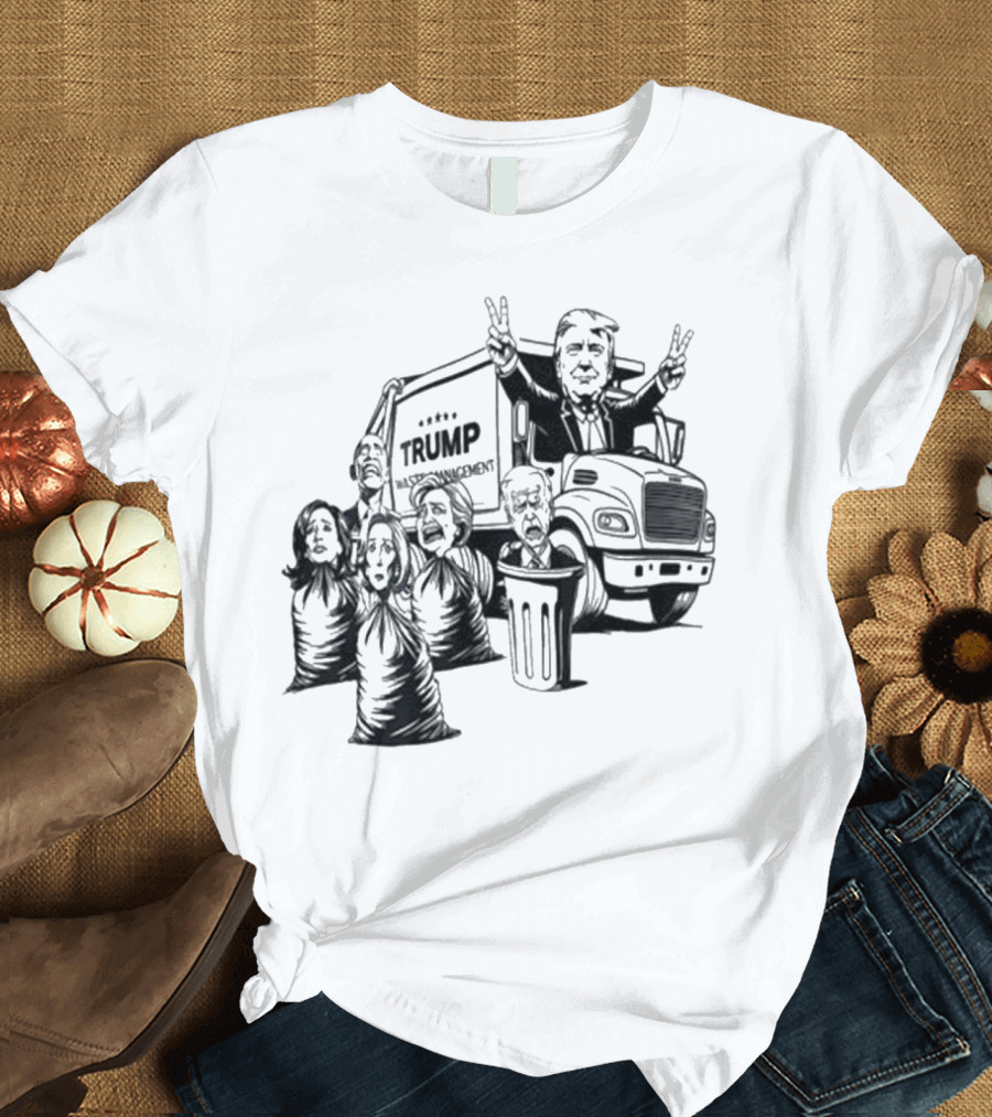 Trump Waste Management Garbage Truck Cartoon Imagery T-Shirt