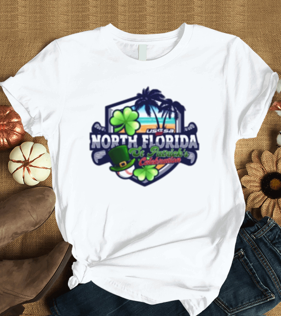 USSSA North Florida St Patrick’s Celebration March 15-16 2025 Shamrock Hat Palm Trees Baseball T-Shirt