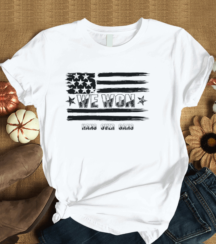 We Won Hang Over Gang Tattooed Skeleton Mic Icon Celebration T-Shirt