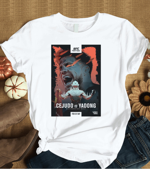 T-Shirt: UFC Fight Night Cejudo vs Yadong Bantamweight Bout February 22 2025 Climate Pledge Arena T-Shirt UFC Fight Night Cejudo vs Yadong Bantamweight Bout February 22 2025 Climate Pledge Arena T-Shirt