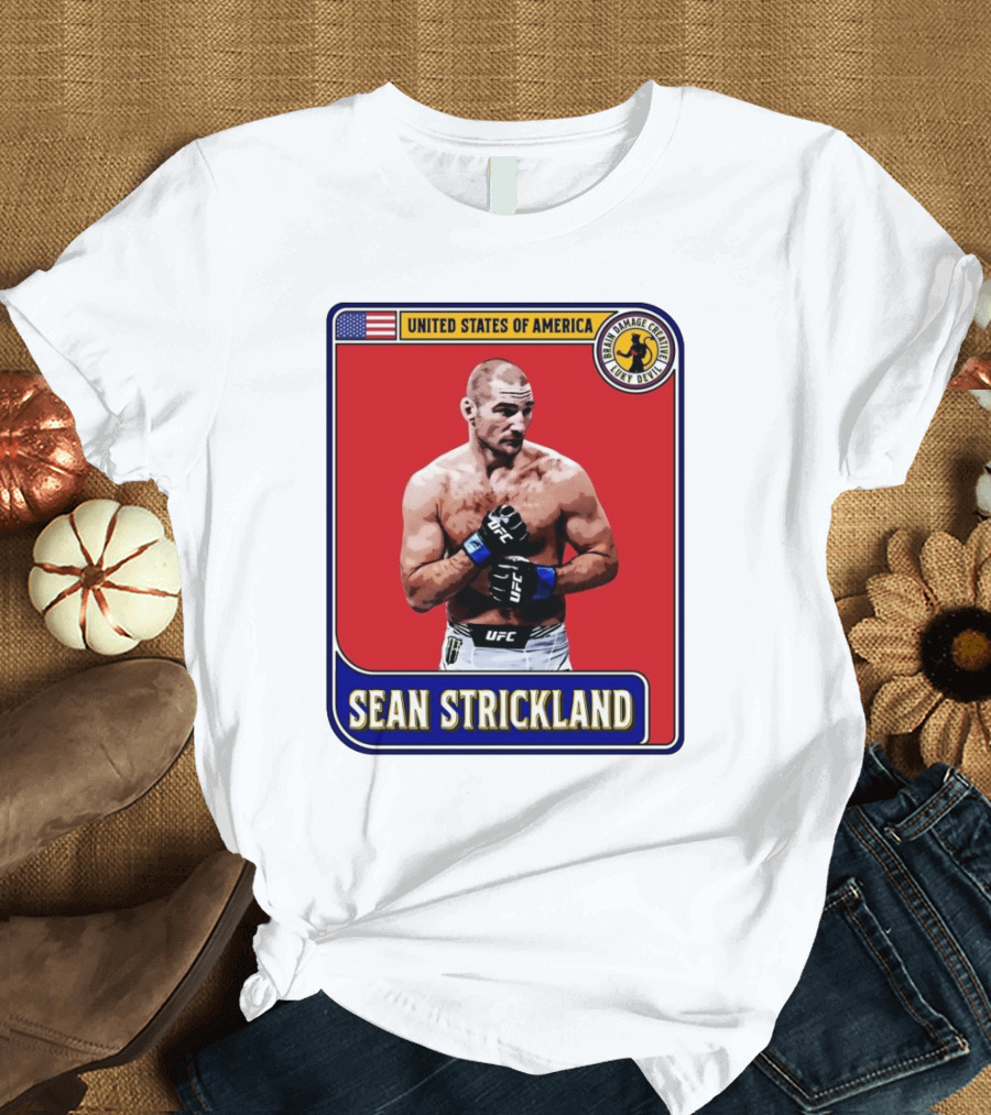 United States of America Sean Strickland UFC Brain Damage Creative Luky Devil T-Shirt