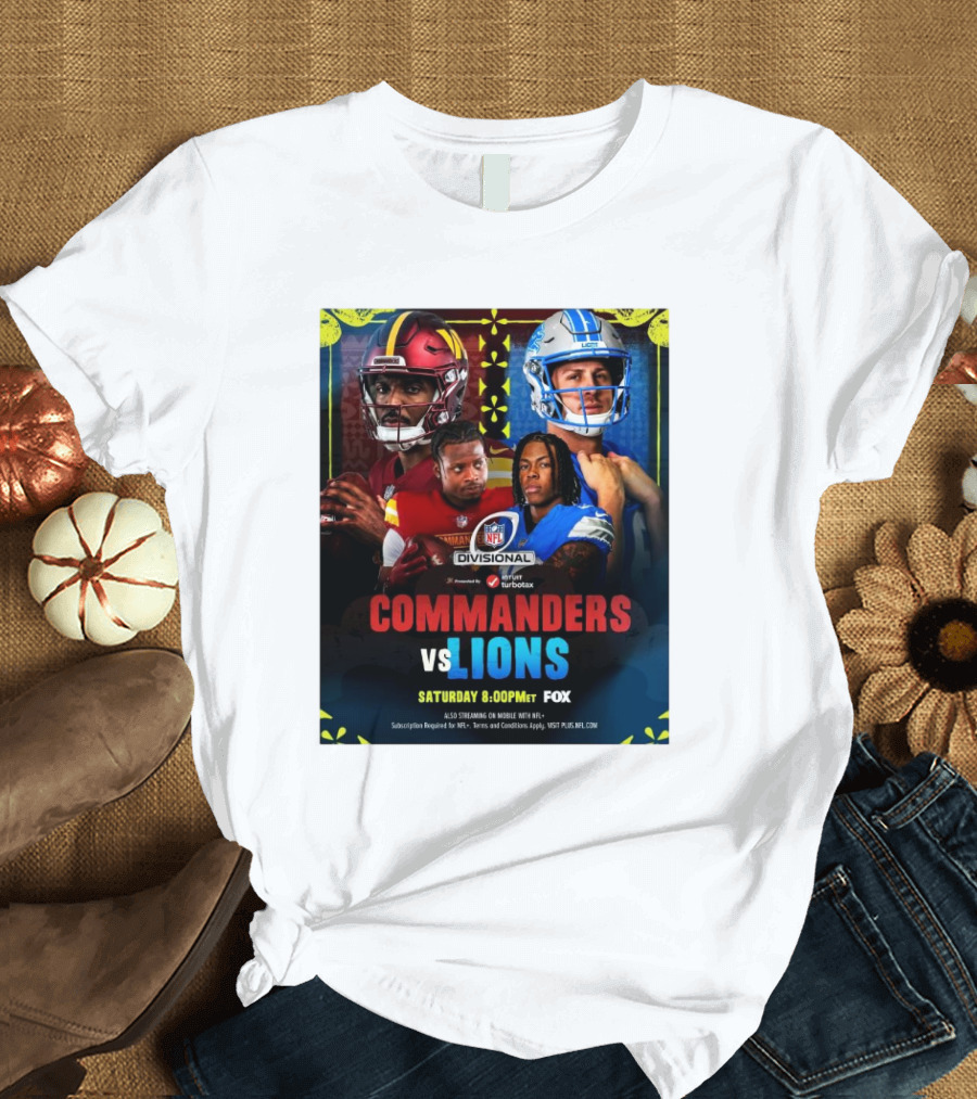 Commanders Vs Lions NFL Divisional Showdown Saturday 8:00PM ET on FOX T-Shirt