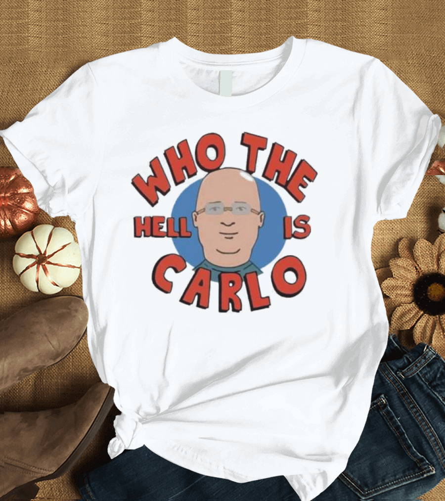 Who The Hell Is Carlo Bald Cartoon Drawing T-Shirt