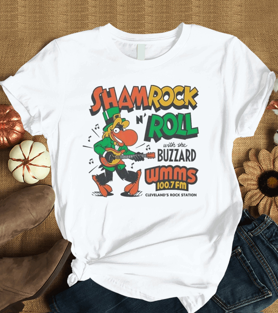 Shamrock N Roll with the Buzzard WMMS 100.7 FM Cleveland's Rock Station T-Shirt