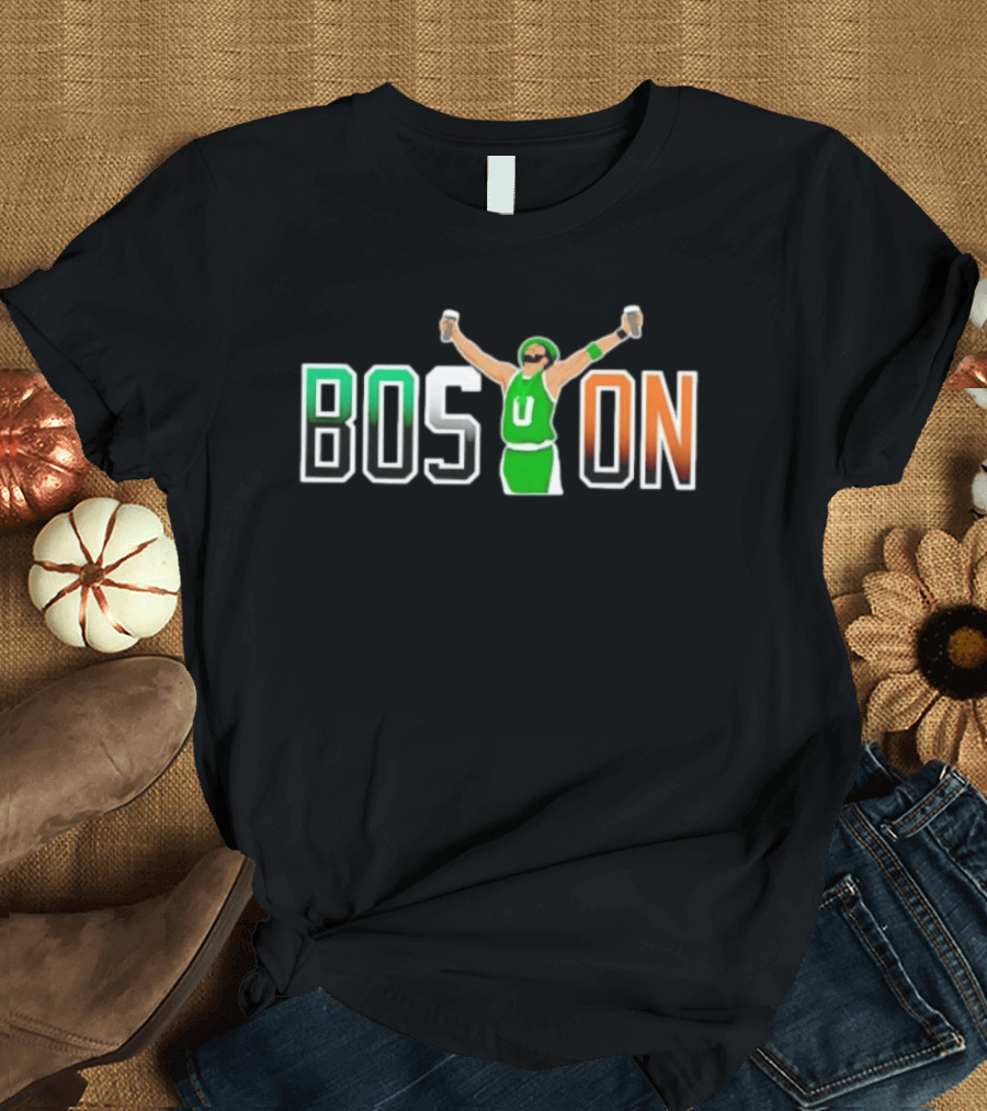 BOSTON Beer Toast Man Green Jersey Celebration T-Shirt