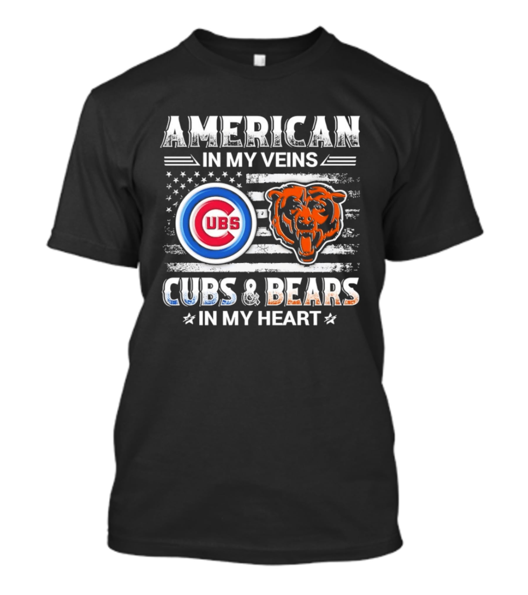 American In My Veins Cubs Bears In My Heart T-Shirt