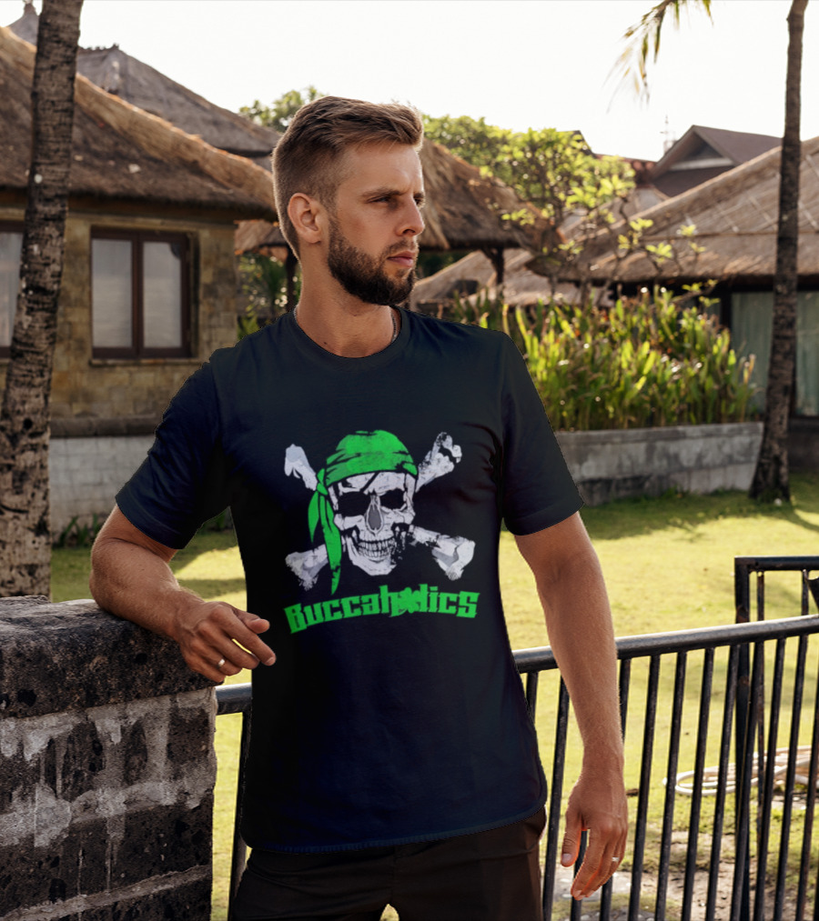 Buccaholics Green Pirate Skull Crossbones Bandana T-Shirt