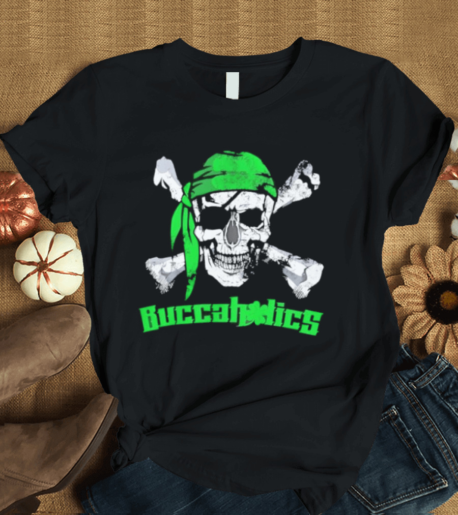 Buccaholics Green Pirate Skull Crossbones Bandana T-Shirt