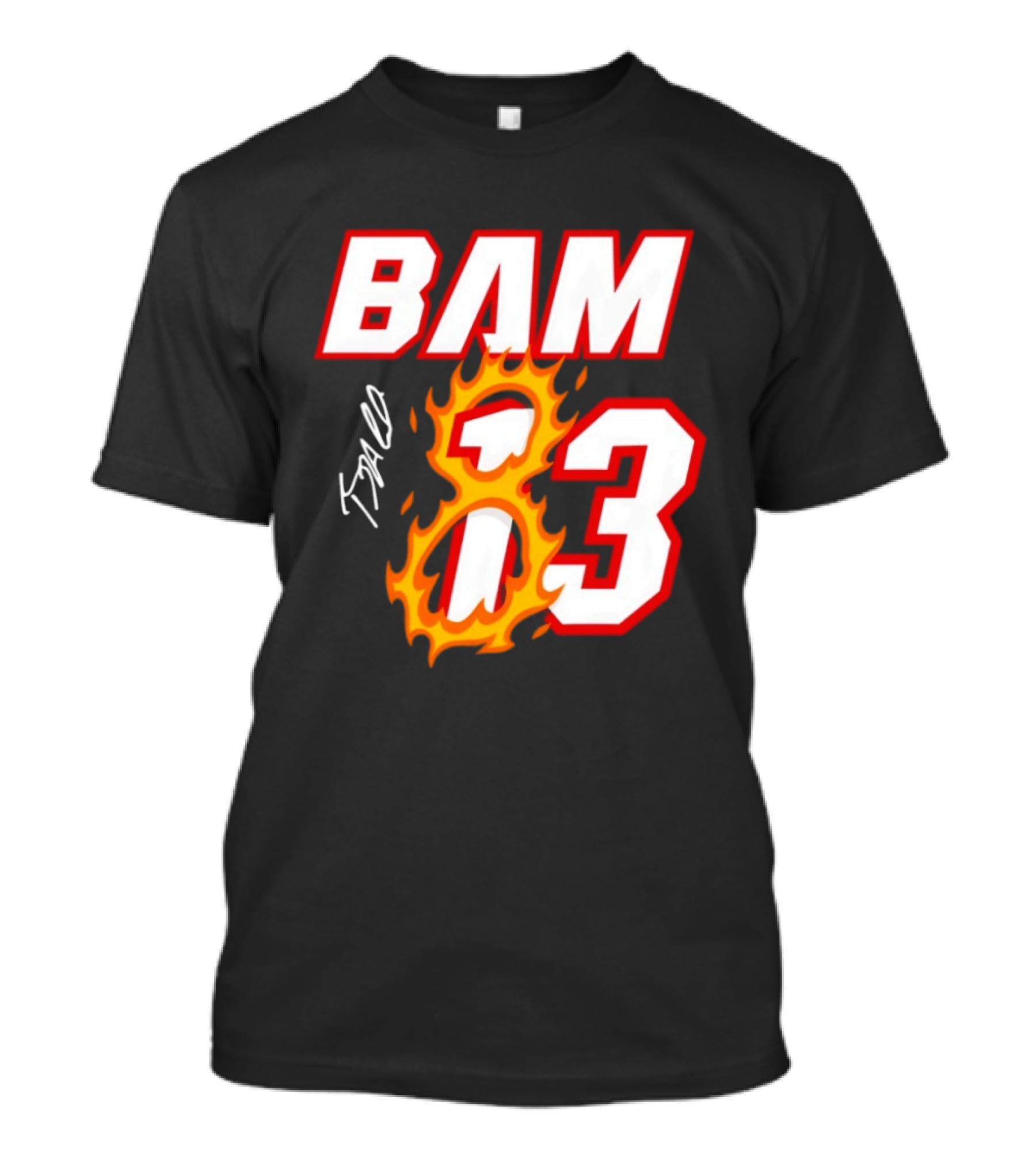 Bam Adebayo Miami Heat BAM 13 Flaming Signature T-Shirt