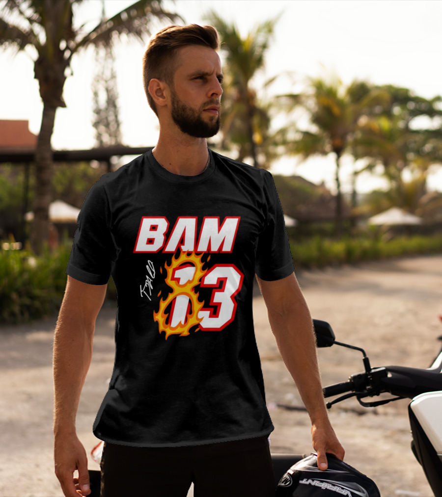 Bam Adebayo Miami Heat BAM 13 Flaming Signature T-Shirt