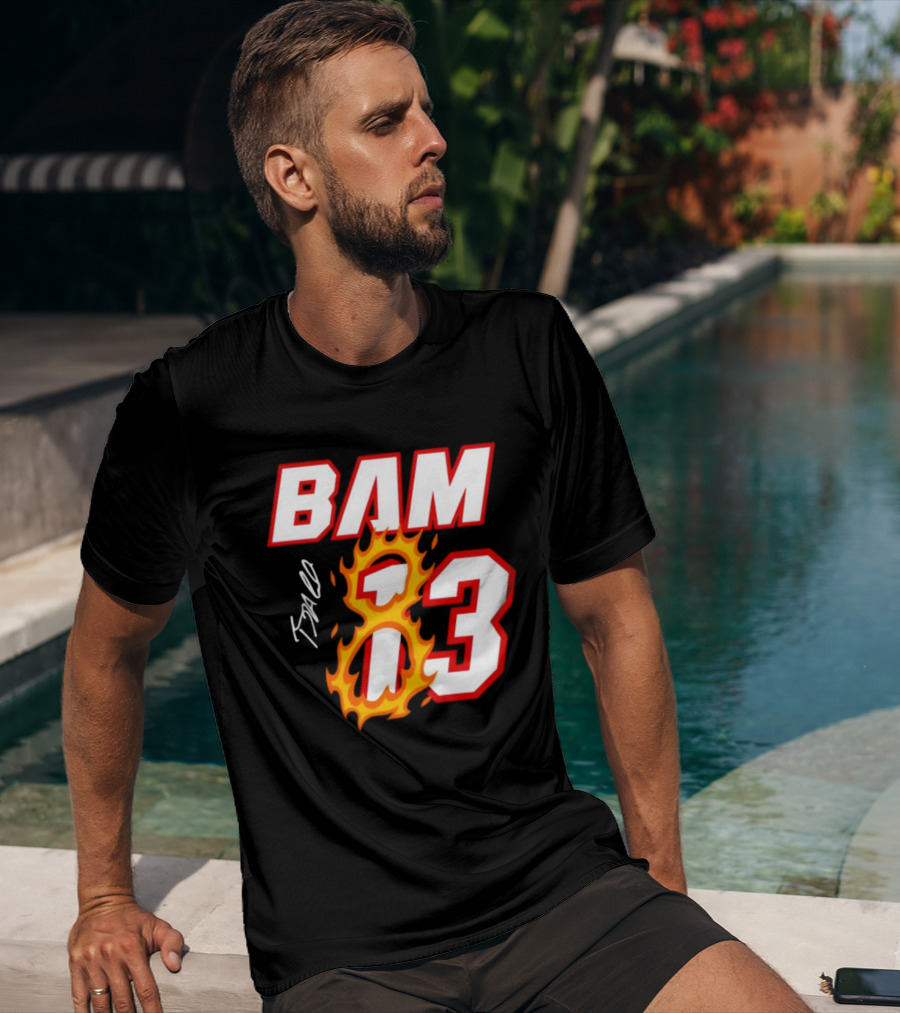 Bam Adebayo Miami Heat BAM 13 Flaming Signature T-Shirt