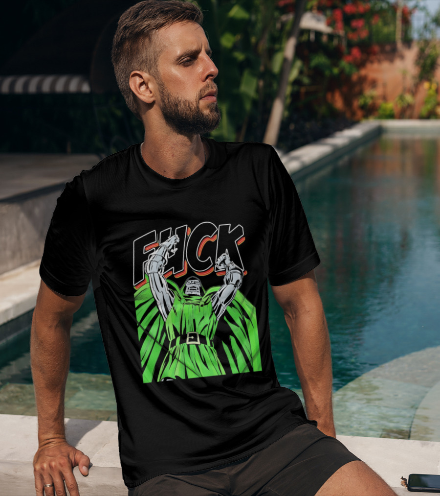 Dr Doom Green Cape Comic Style F**K T-Shirt