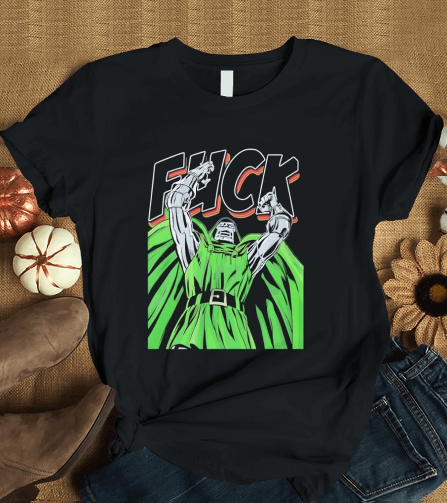Dr Doom Green Cape Comic Style F**K T-Shirt