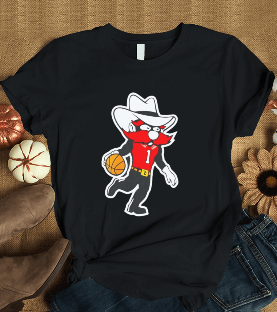 Coach Grant McCasland Raider Red Mascot Basketball Motif T-Shirt