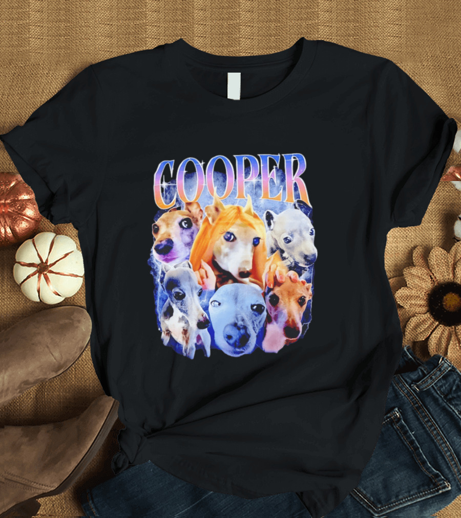 Cooper Dog Collage Colorful Lightning Effects T-Shirt