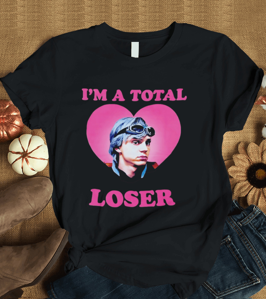 Evan Peters I'm A Total Loser Pink Heart Goggles T-Shirt