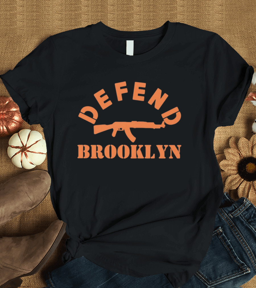 DEFEND Brooklyn AK 47 Rifle Shape Bold Orange T-Shirt