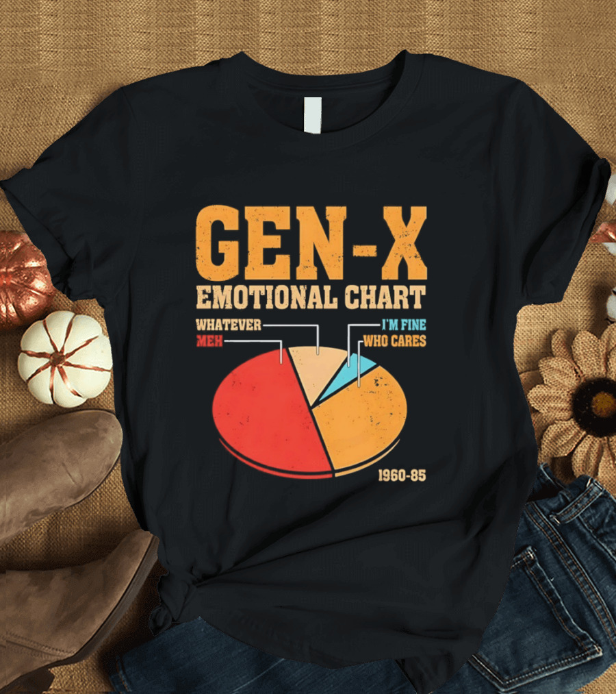 Gen X Emotional Chart Whatever Meh I'm Fine Who Cares 1960 85 T-Shirt