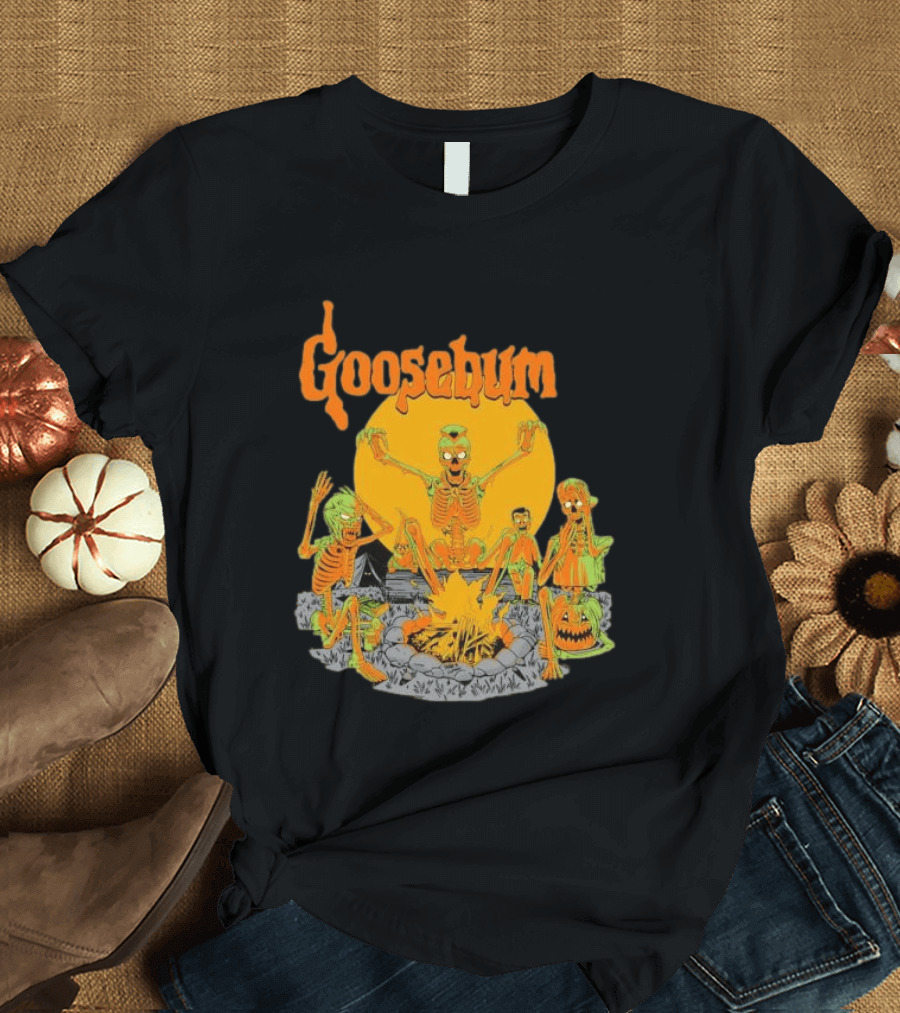 Goosebumps Skeleton Campfire Gnomes Slappy The Dummy Halloween Scene T-Shirt