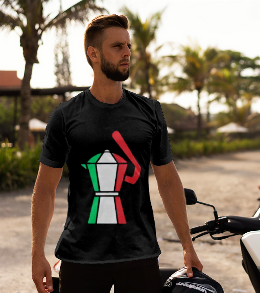 Italian Flag Moka Coffee Pot Icon Italy T-Shirt