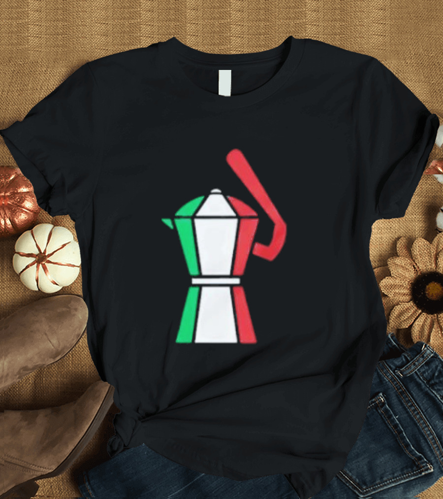 Italian Flag Moka Coffee Pot Icon Italy T-Shirt